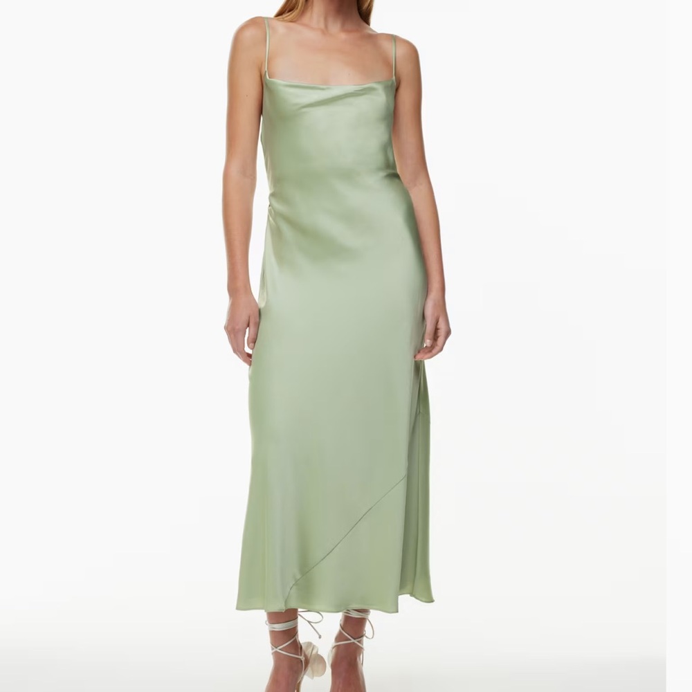 Aritzia, Sage Satin Maxi Dress, Size M